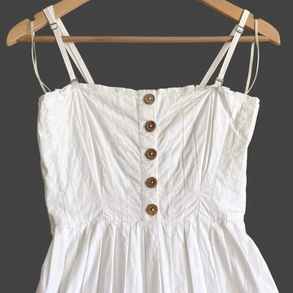 FREE PEOPLE 100% Cotton Feminine Versatile Lilah Pleated Tube Midi Dress Sz M - Picture 4 of 11